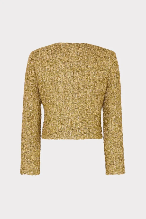Coats & Jackets-MILLY Pheobe Metallic Tweed Jacket Gold