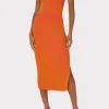 Matching Sets-MILLY Plaited Knit Midi Skirt Pink/Coral