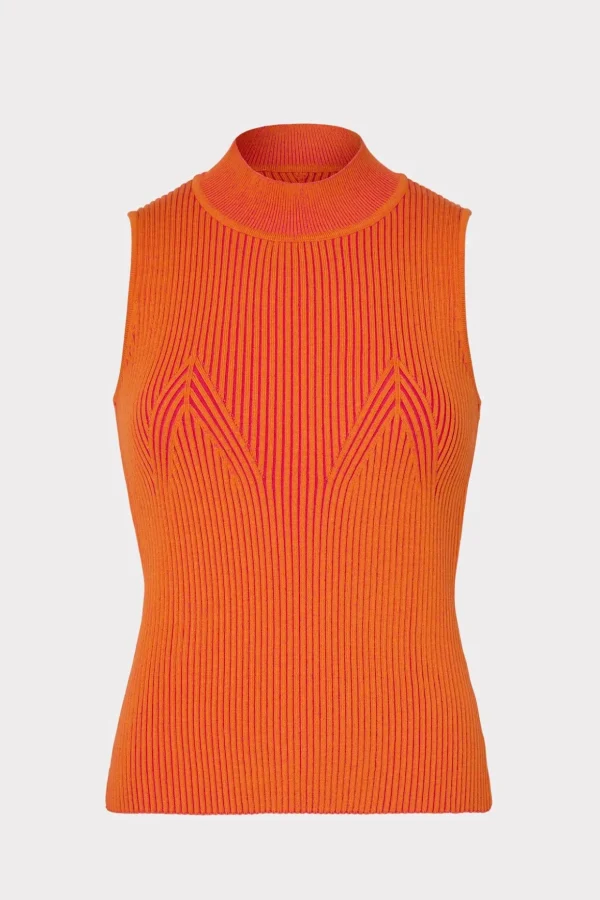 plaited_knit_shell_top_0.webp Jumpsuits & Rompers-MILLY Plaited Knit Shell Top Pink/Coral