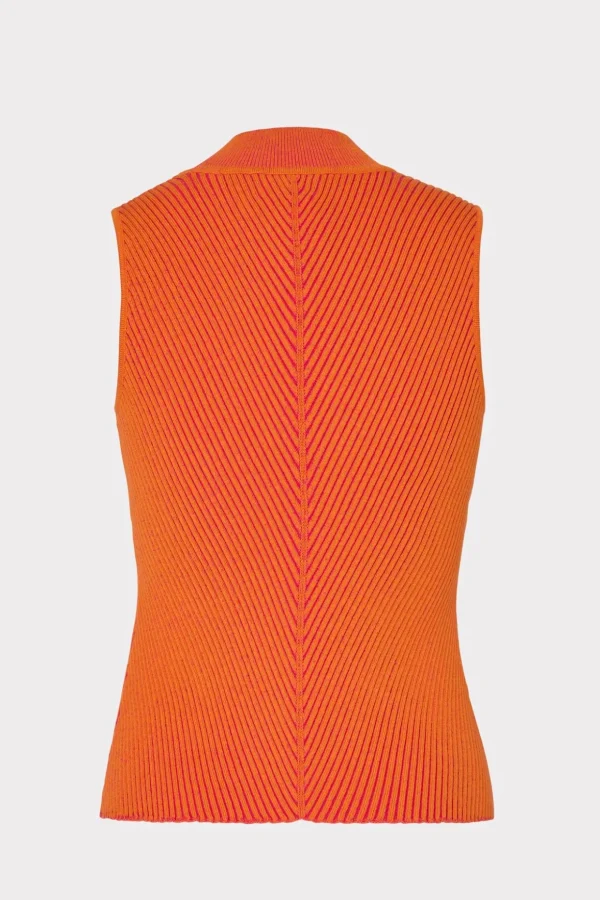 plaited_knit_shell_top_3.webp Jumpsuits & Rompers-MILLY Plaited Knit Shell Top Pink/Coral
