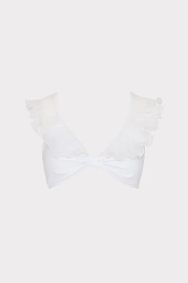 Jumpsuits & Rompers-MILLY Pleated Organza Bikini Top White