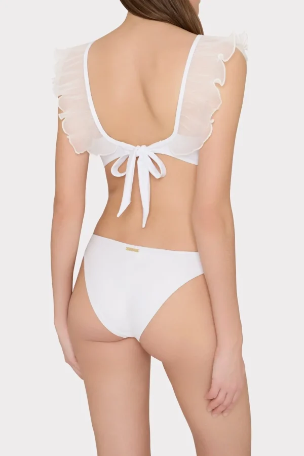 Jumpsuits & Rompers-MILLY Pleated Organza Bikini Top White