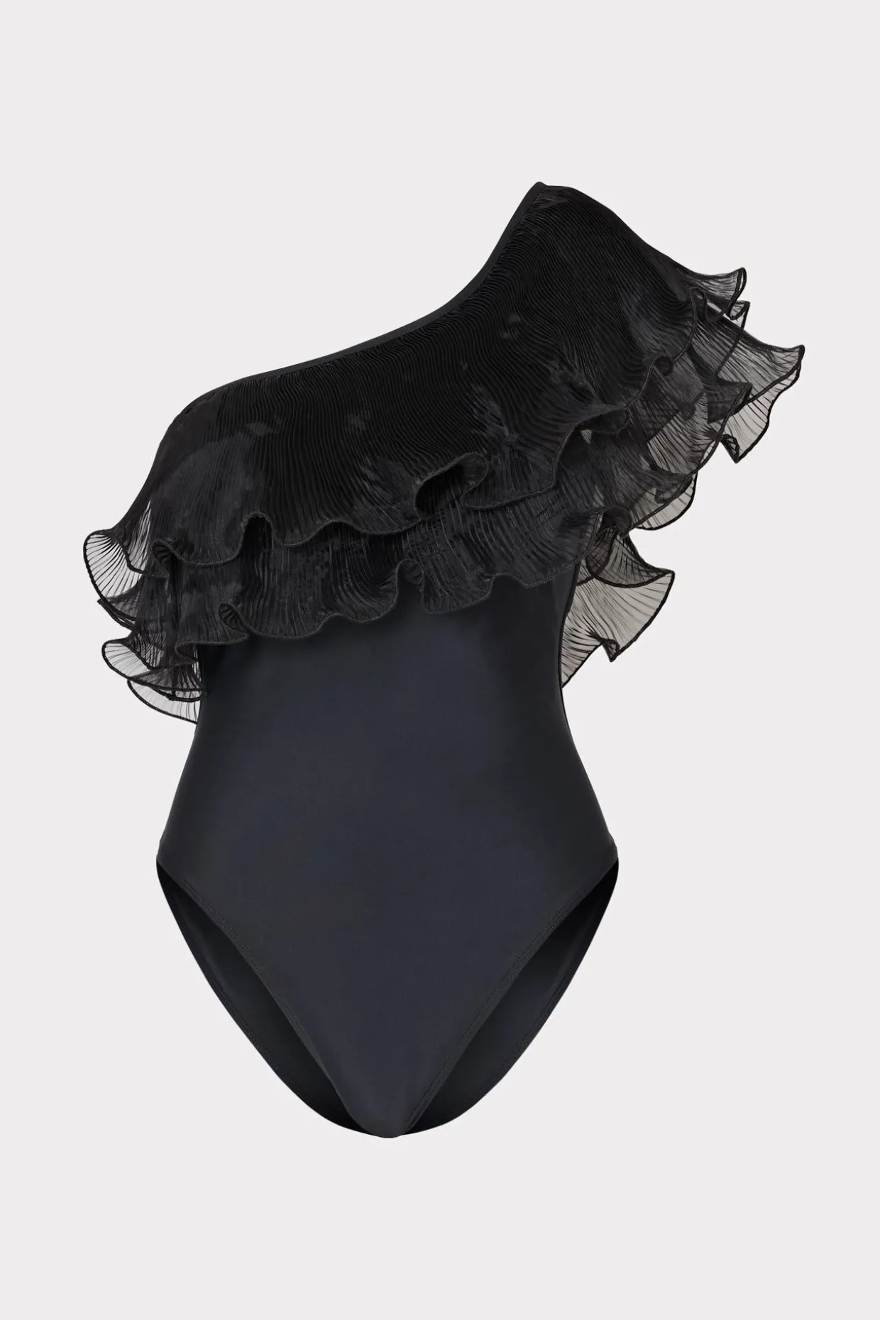 pleated_organza_one_shoul_0-1.webp Jumpsuits & Rompers-MILLY Pleated Organza One Shoulder One Piece Black