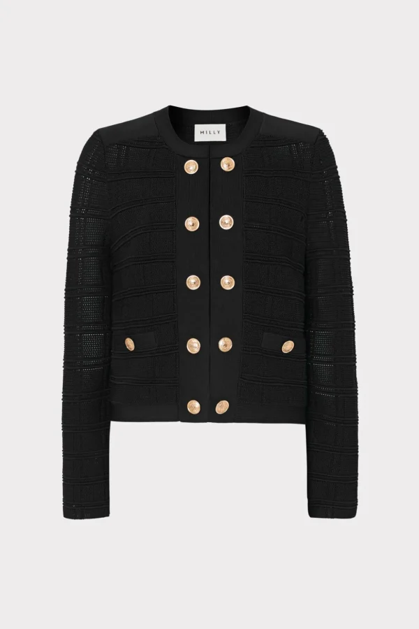 pointelle_textured_knit_j_0-3.webp Jumpsuits & Rompers-MILLY Pointelle Textured Knit Jacket Black