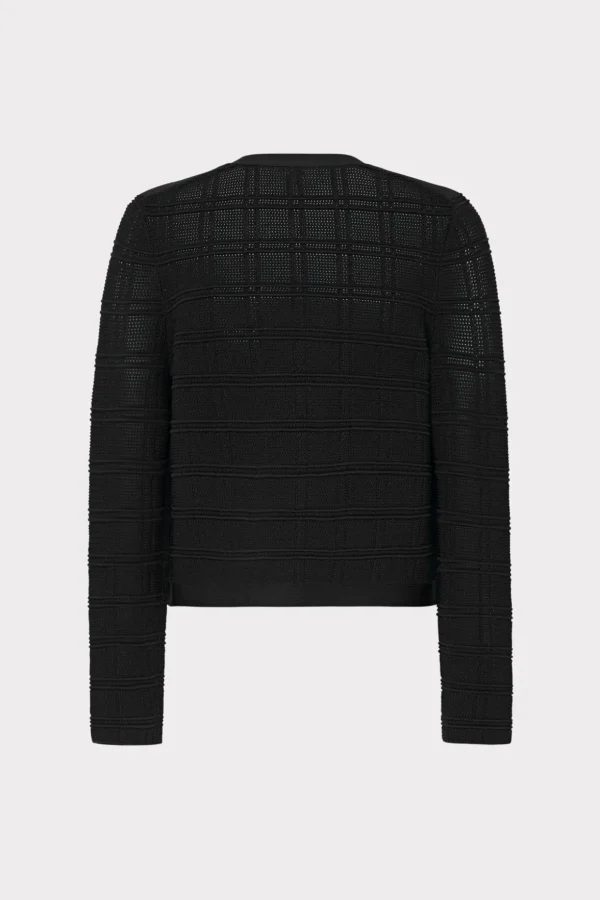 Sweaters & Knits-MILLY Pointelle Textured Knit Jacket Black