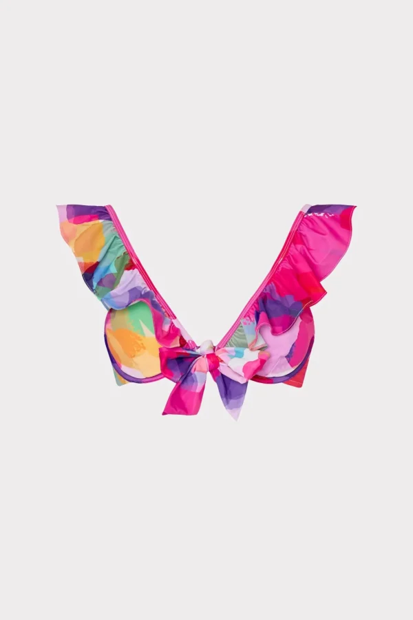 Jumpsuits & Rompers-MILLY Rainbow Waterfall Ruffle Bikini Top Multi