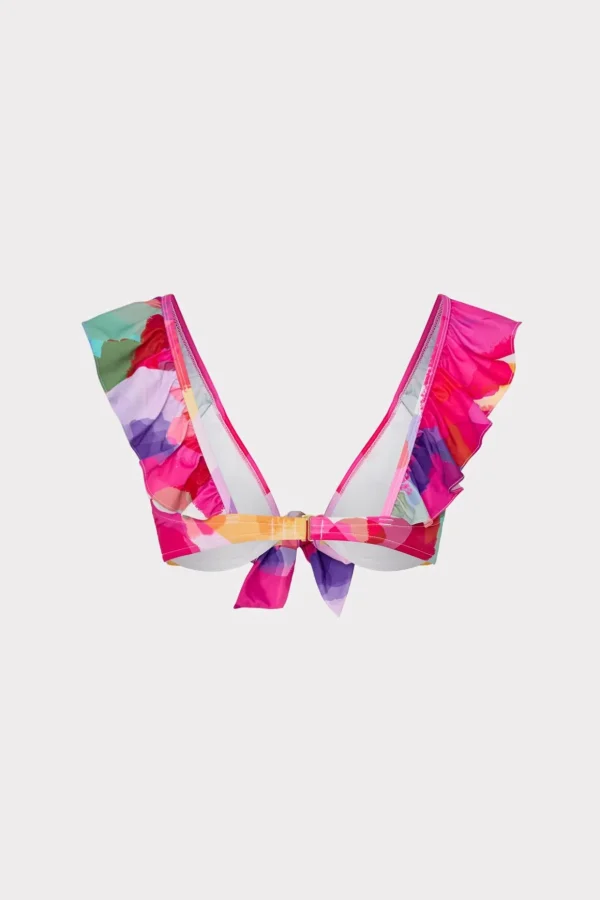 Jumpsuits & Rompers-MILLY Rainbow Waterfall Ruffle Bikini Top Multi