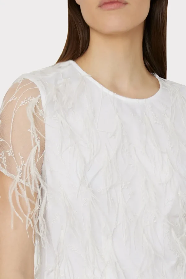 White Dresses-MILLY Rana Feather Dress White