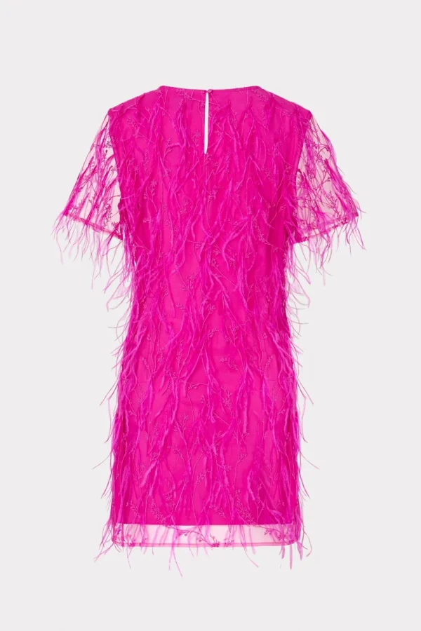 rana_feather_dress_3-1.webp Pink Dresses-MILLY Rana Feather Dress Fuchsia