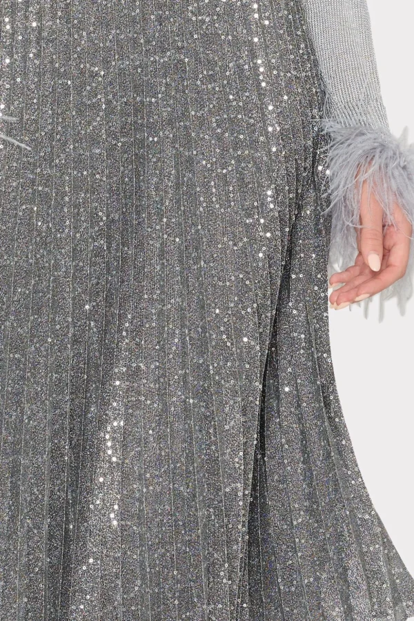 rayla_pleated_sequins_ski_2.webp Skirts-MILLY Rayla Pleated Sequins Skirt Silver