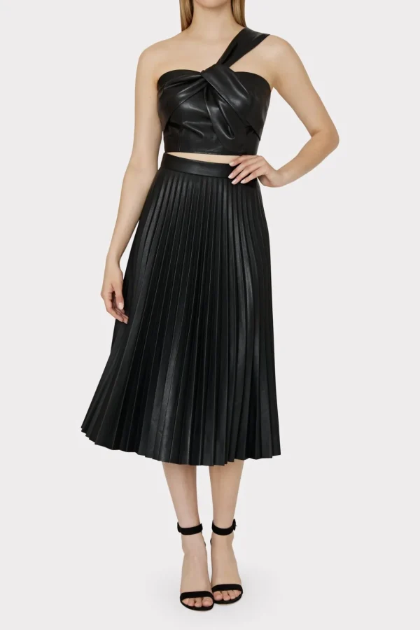 rayla_vegan_leather_pleat_1.webp Skirts-MILLY Rayla Vegan Leather Pleated Skirt Black