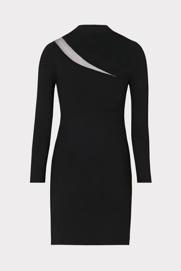 Sweaters & Knits-MILLY Ren Sheer Cut Out Mini Dress Black