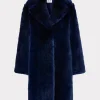 Coats & Jackets-MILLY Riley Faux Fur Coat Navy