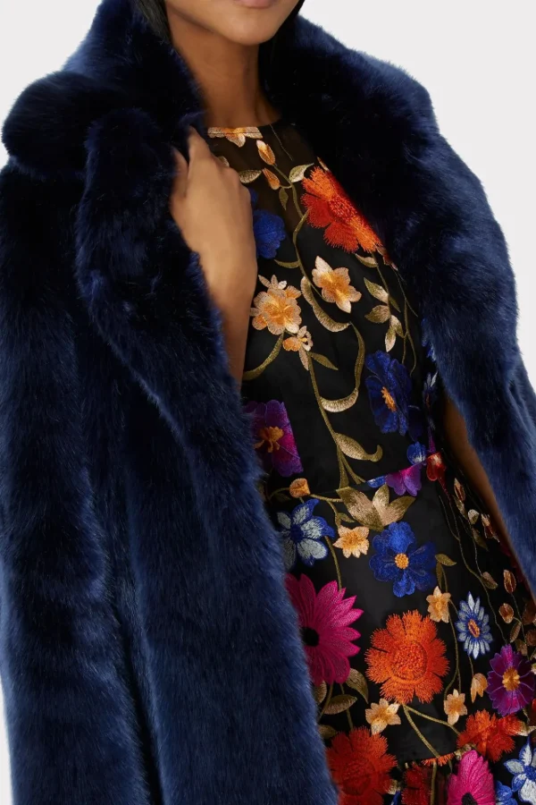 Coats & Jackets-MILLY Riley Faux Fur Coat Navy