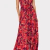 Evening Gowns-MILLY River Windmill Floral Dress Red Multi
