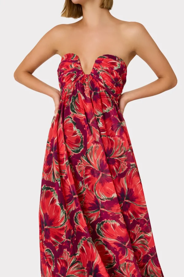 Evening Gowns-MILLY River Windmill Floral Dress Red Multi