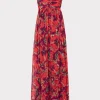Cocktail Dresses-MILLY River Windmill Floral Dress Red Multi