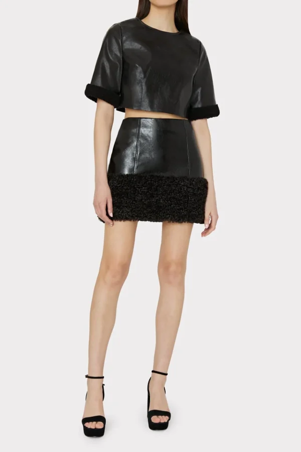 rochelle_crinkle_vegan_le_1.webp Skirts-MILLY Rochelle Crinkle Vegan Leather Skirt Black