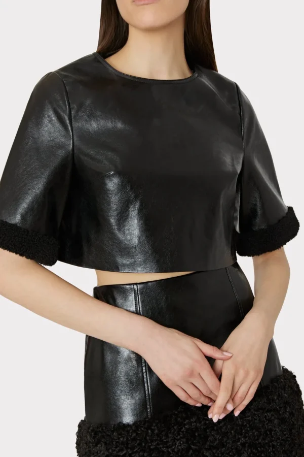 rochelle_crinkle_vegan_le_2.webp Skirts-MILLY Rochelle Crinkle Vegan Leather Skirt Black