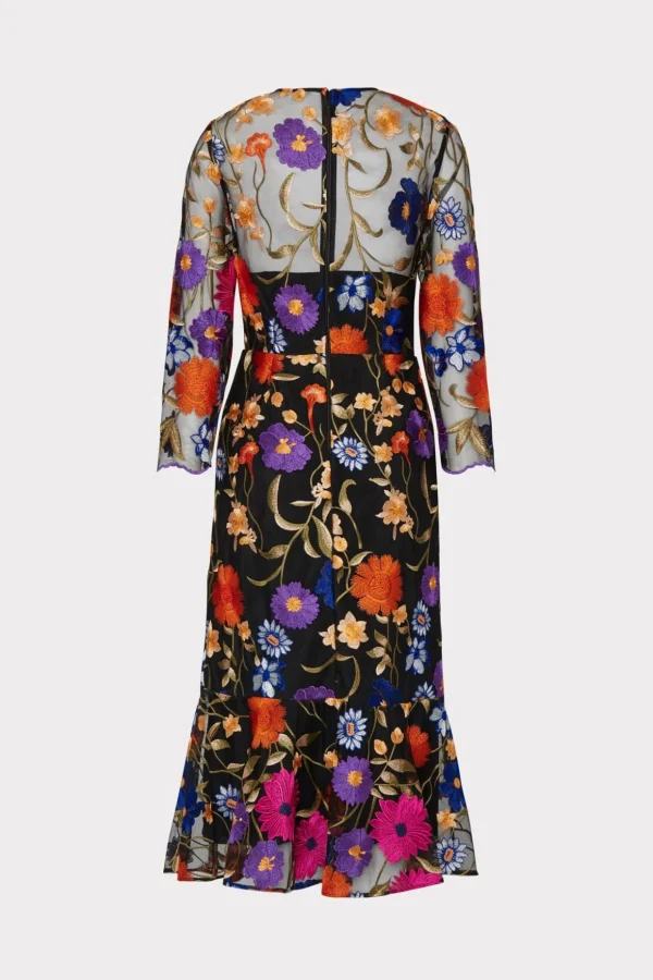 rosalind_fall_foliage_emb_3.webp Jumpsuits & Rompers-MILLY Rosalind Fall Foliage Embroidery Dress Black Multi