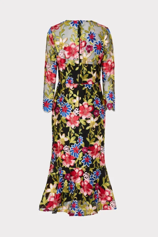 Guest Of Dresses-MILLY Rosalind Floral Embroidery Dress Red Multi
