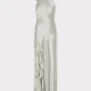Maxi Dresses-MILLY Roux Hammered Satin Gown Silver