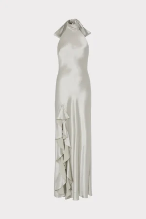 roux_hammered_satin_gown_0-7.webp Maxi Dresses-MILLY Roux Hammered Satin Gown Silver