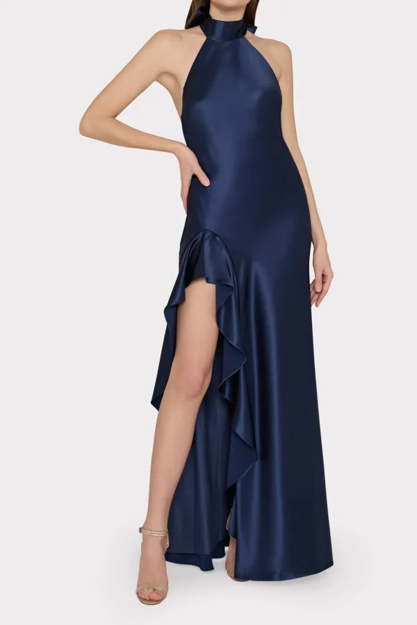 roux_hammered_satin_gown_1-1.webp Jumpsuits & Rompers-MILLY Roux Hammered Satin Gown Navy