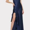 Guest Of Dresses-MILLY Roux Hammered Satin Gown Navy