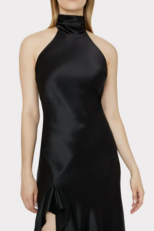 roux_hammered_satin_gown_1-3.webp Little Black Dresses-MILLY Roux Hammered Satin Gown Black