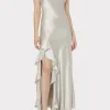 Maxi Dresses-MILLY Roux Hammered Satin Gown Silver