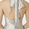 Maxi Dresses-MILLY Roux Hammered Satin Gown Silver