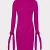 Day Dresses-MILLY Rowa Cascading Cuff Mini Dress Dark Pink