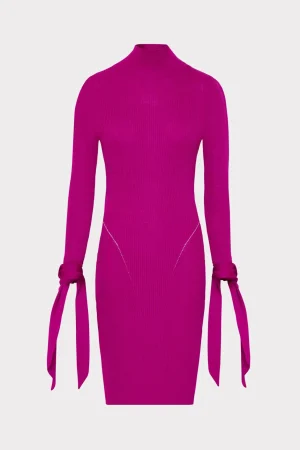 Pink Dresses-MILLY Rowa Cascading Cuff Mini Dress Dark Pink