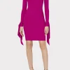 Day Dresses-MILLY Rowa Cascading Cuff Mini Dress Dark Pink
