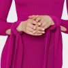 Day Dresses-MILLY Rowa Cascading Cuff Mini Dress Dark Pink