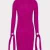 Pink Dresses-MILLY Rowa Cascading Cuff Mini Dress Dark Pink
