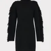 rowe_fringe_sleeve_turtle_0.webp Jumpsuits & Rompers-MILLY Rowe Fringe Sleeve Turtleneck Mini Dress Black