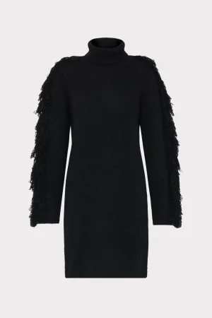 rowe_fringe_sleeve_turtle_0-2.webp Little Black Dresses-MILLY Rowe Fringe Sleeve Turtleneck Mini Dress Black
