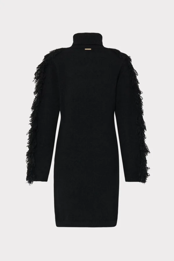 rowe_fringe_sleeve_turtle_4-1.webp Sweaters & Knits-MILLY Rowe Fringe Sleeve Turtleneck Mini Dress Black