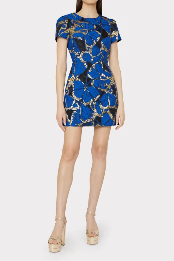Jumpsuits & Rompers-MILLY Rowen Butterfly Jacquard Dress Blue Multi