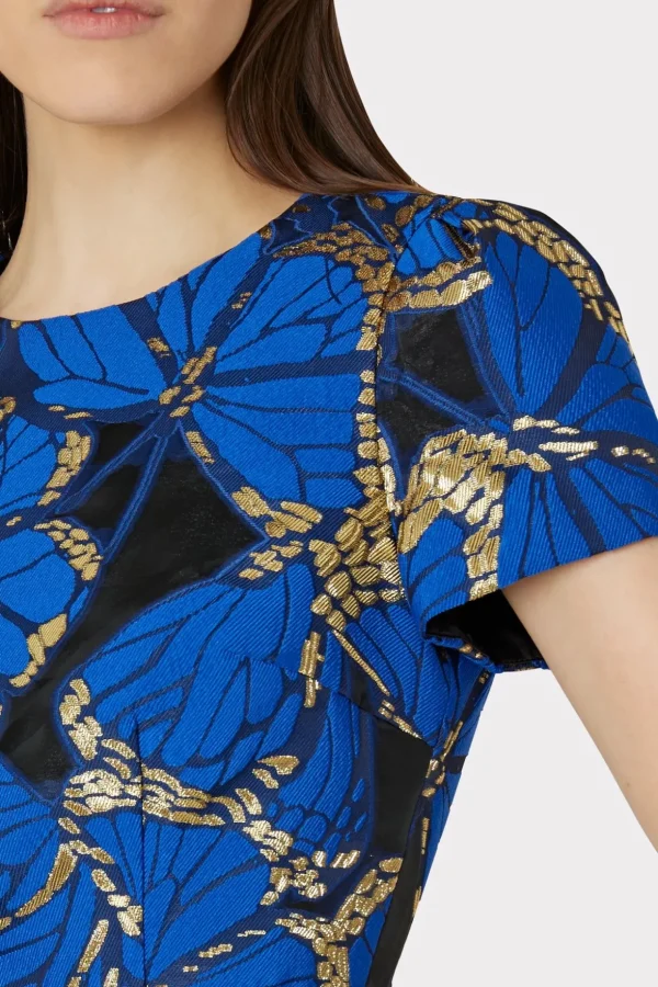 Jumpsuits & Rompers-MILLY Rowen Butterfly Jacquard Dress Blue Multi
