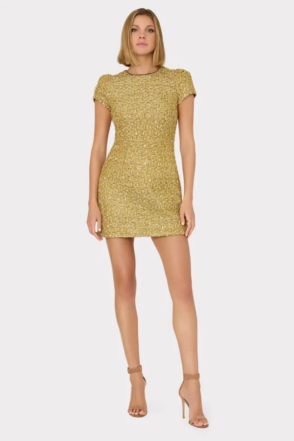 Jumpsuits & Rompers-MILLY Rowen Metallic Tweed Dress Gold