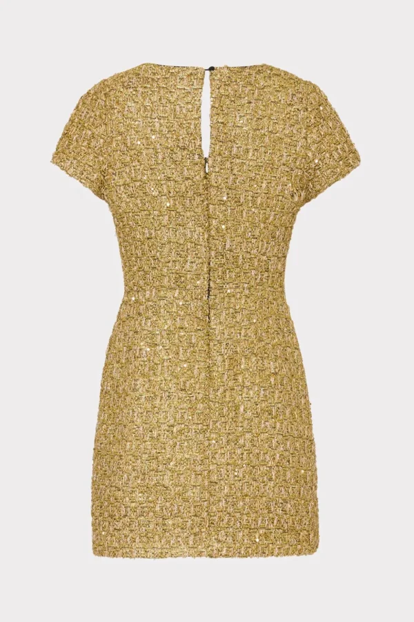 Jumpsuits & Rompers-MILLY Rowen Metallic Tweed Dress Gold