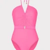 ruched_halter_one_piece_0-1.webp Jumpsuits & Rompers-MILLY Ruched Halter One Piece Neon Pink