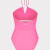 ruched_halter_one_piece_3.webp Jumpsuits & Rompers-MILLY Ruched Halter One Piece Neon Pink
