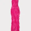 Guest Of Dresses-MILLY Ryanna Chiffon Devore Dress Pink Palm