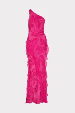 ryanna_chiffon_devore_dre_0-5.webp Guest Of Dresses-MILLY Ryanna Chiffon Devore Dress Pink Palm