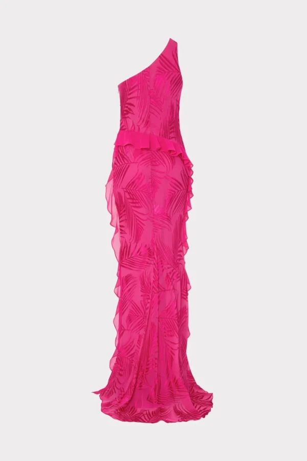 Jumpsuits & Rompers-MILLY Ryanna Chiffon Devore Dress Pink Palm