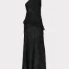 Maxi Dresses-MILLY Ryanna Chiffon Devore Dress Black
